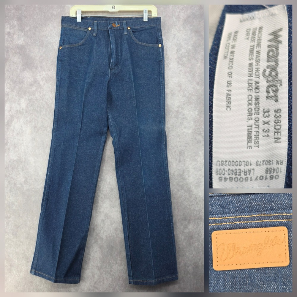 Vintage Wrangler Jeans Mens 33x31 Cowboy Cut 936DEN Dark Wash Straight